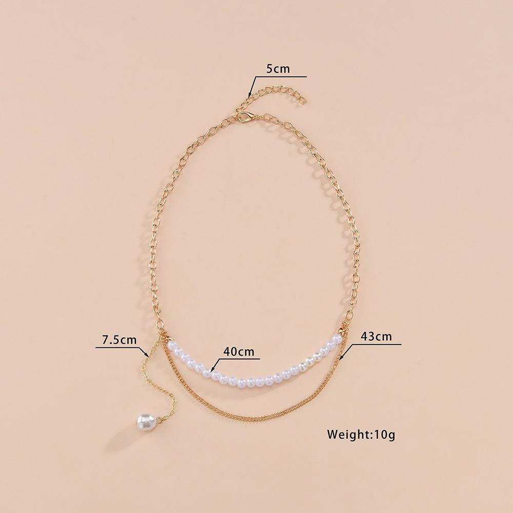 Elegant Temperament Water Drop Pearl Pendant Necklace Fashion Double Layer Necklace Accessories