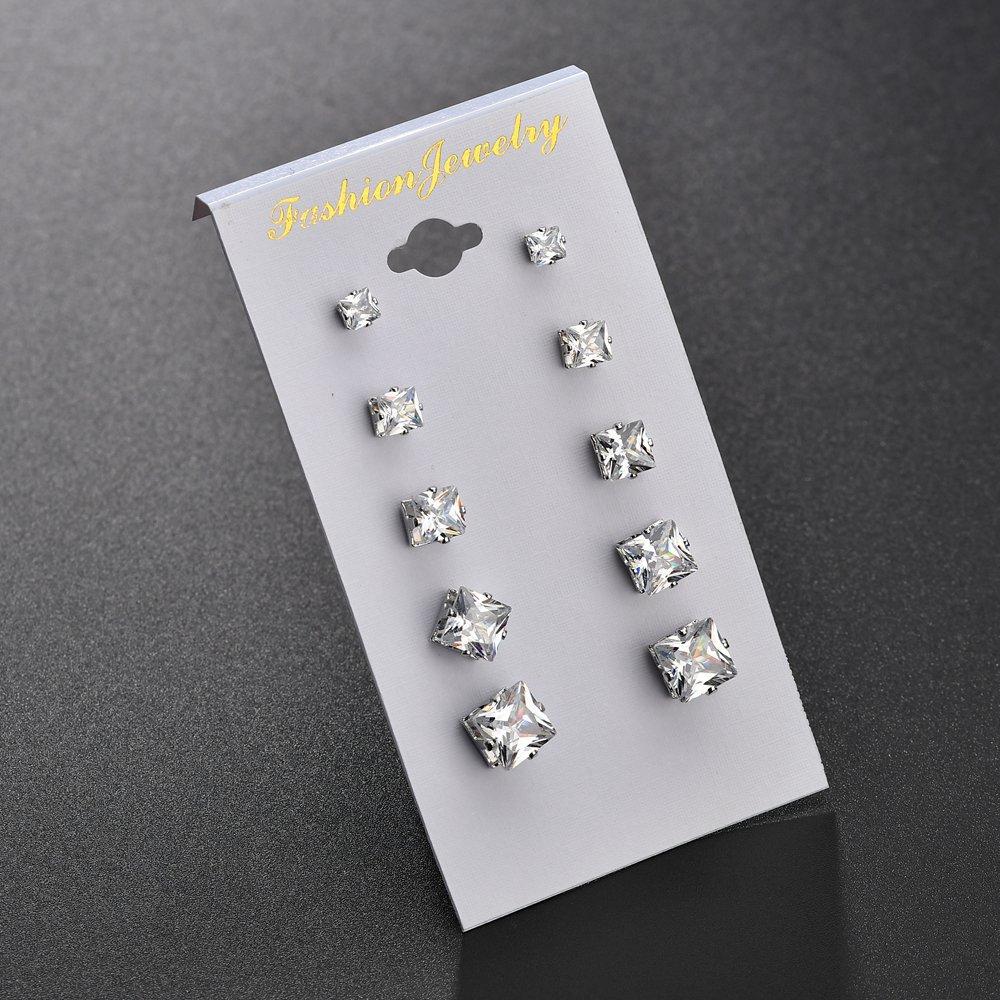 Heart earrings six-claw zircon stud earrings crystal 6 pairs stud earrings gifts