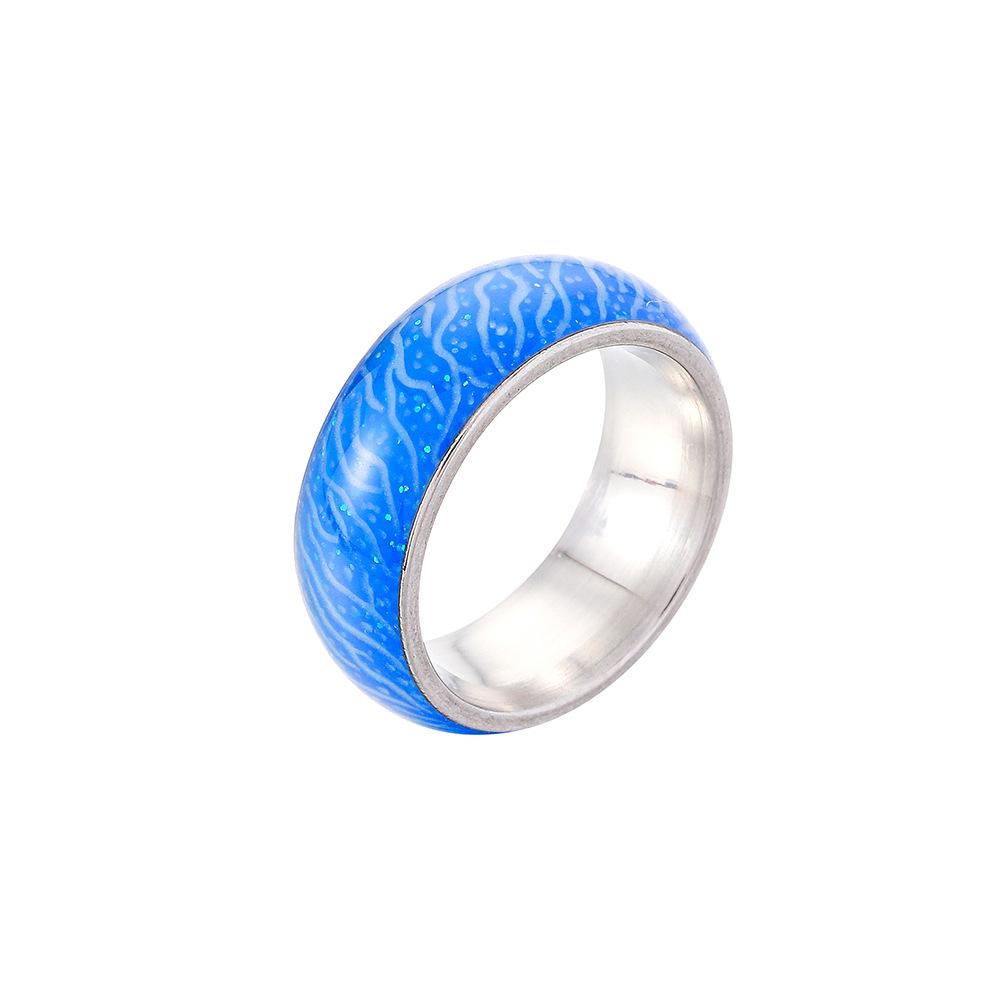 Fashion simple original design personality stainless steel resin luminous forest crack creative ring