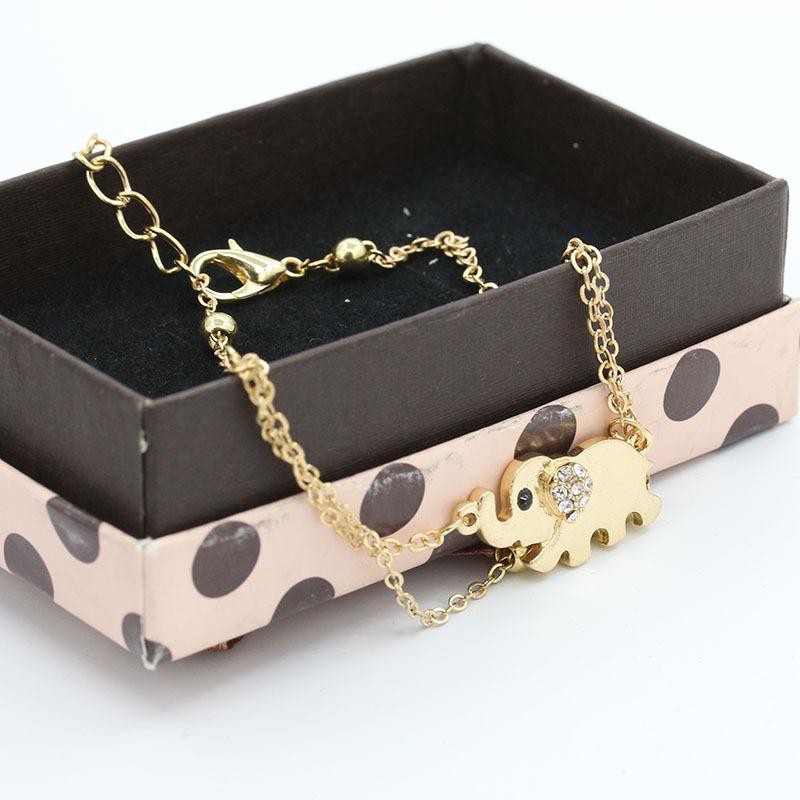 Auspicious Little Elephant Double Ladies Anklet Titanium Steel Plated Furnace Rose Gold Elephant Diamond Anklet