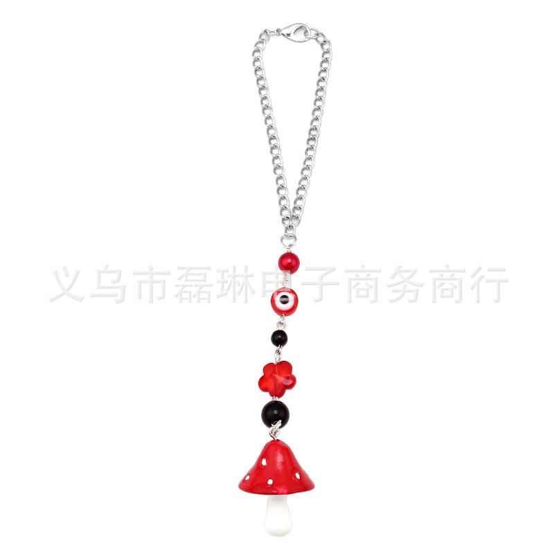 Fashion cartoon resin color small mushroom creative key chain men and women car bag key chain pendant