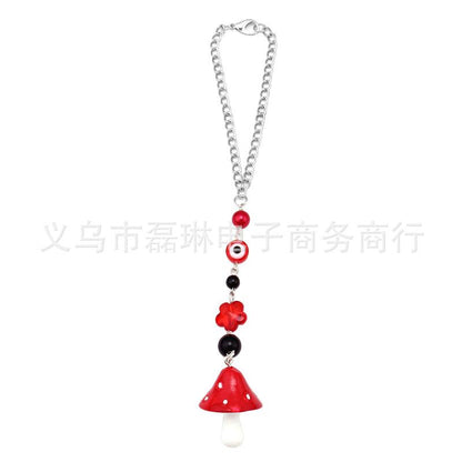 Fashion cartoon resin color small mushroom creative key chain men and women car bag key chain pendant