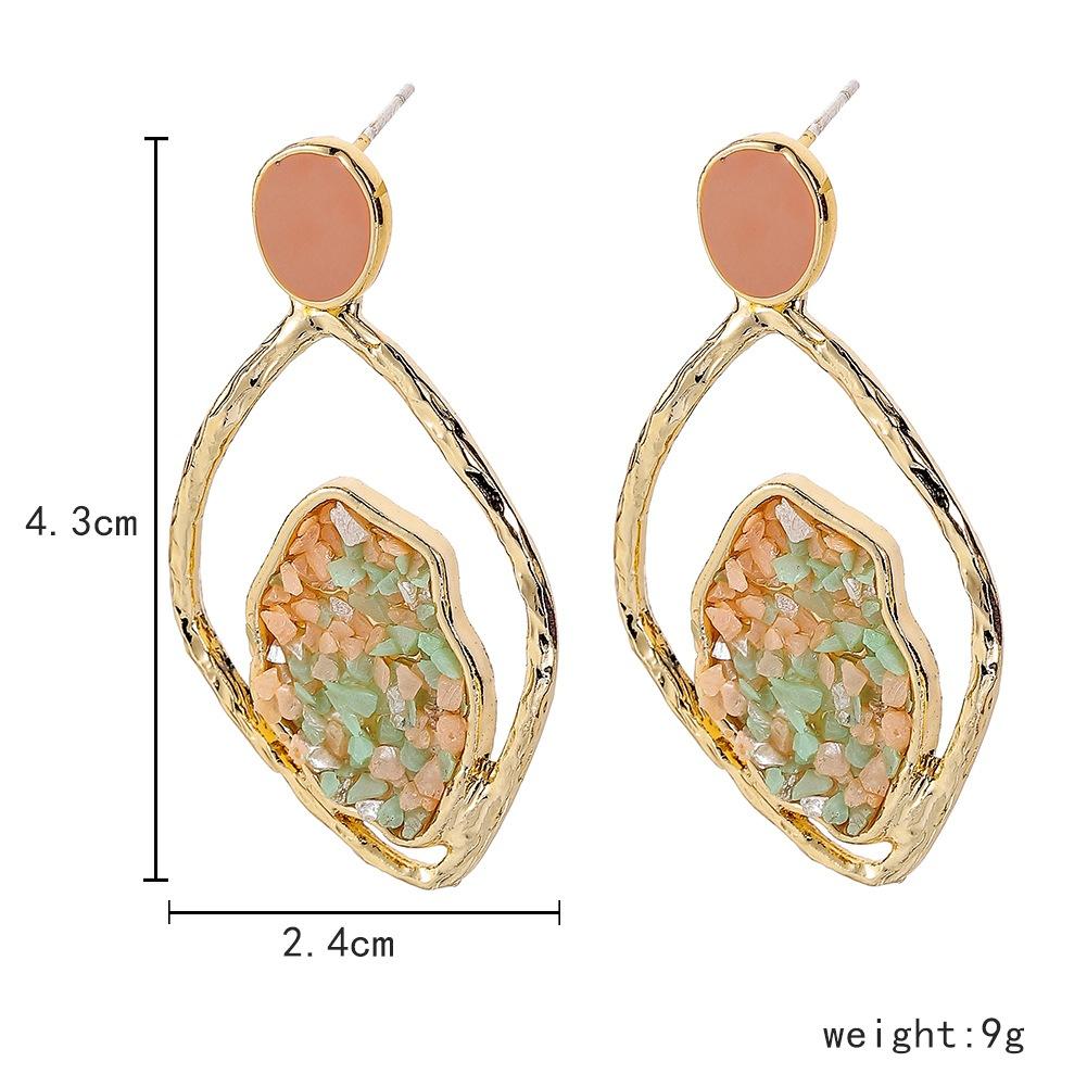 Light luxury leaf hollow out broken diamond drop oil earring temperament small fresh earring personality simple earrings jewelry