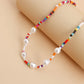Jewelry special-shaped imitation pearl mixed color small rice bead necklace necklace female choker explosion