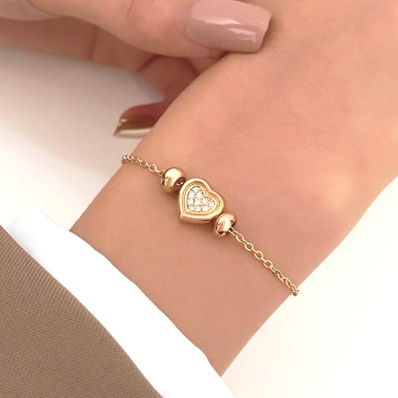 Ins Diamond Love Bracelet Female Fashion Temperament Niche Design Beaded Bracelet Net Red Girlfriend Bracelet Trend