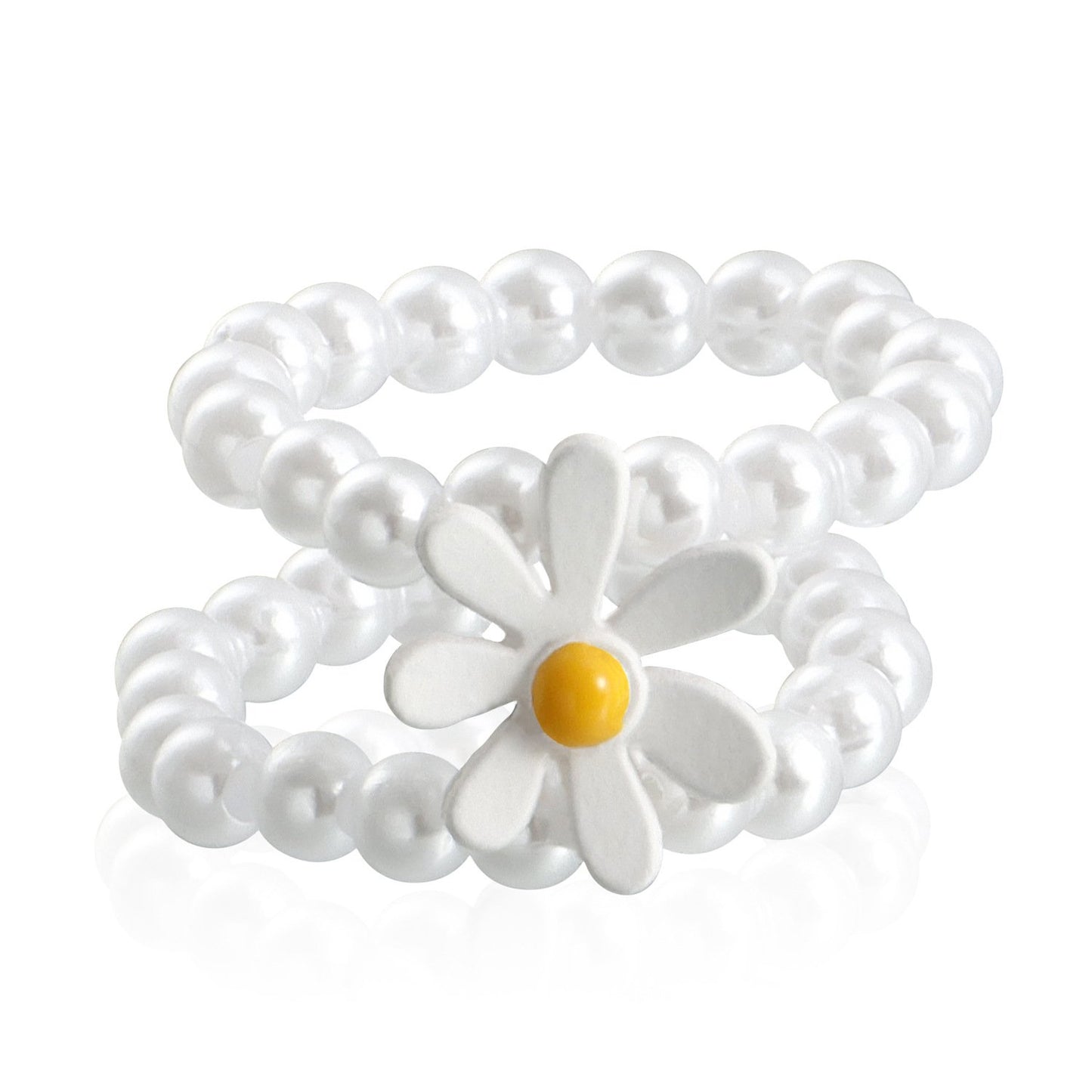 Jewelry small fresh double-layer beaded flower elastic rope ring does not fade female niche high-end sense