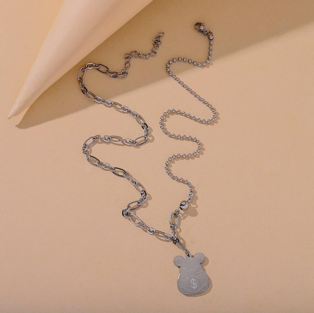 Taobao indifferent cute mouse dollar belongs to you rich titanium steel stainless steel clavicle chain necklace