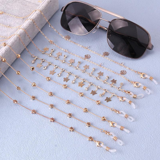 Rhinestone mask hanging chain glasses chain anti-lost glasses rope silicone non-slip ring mask chain