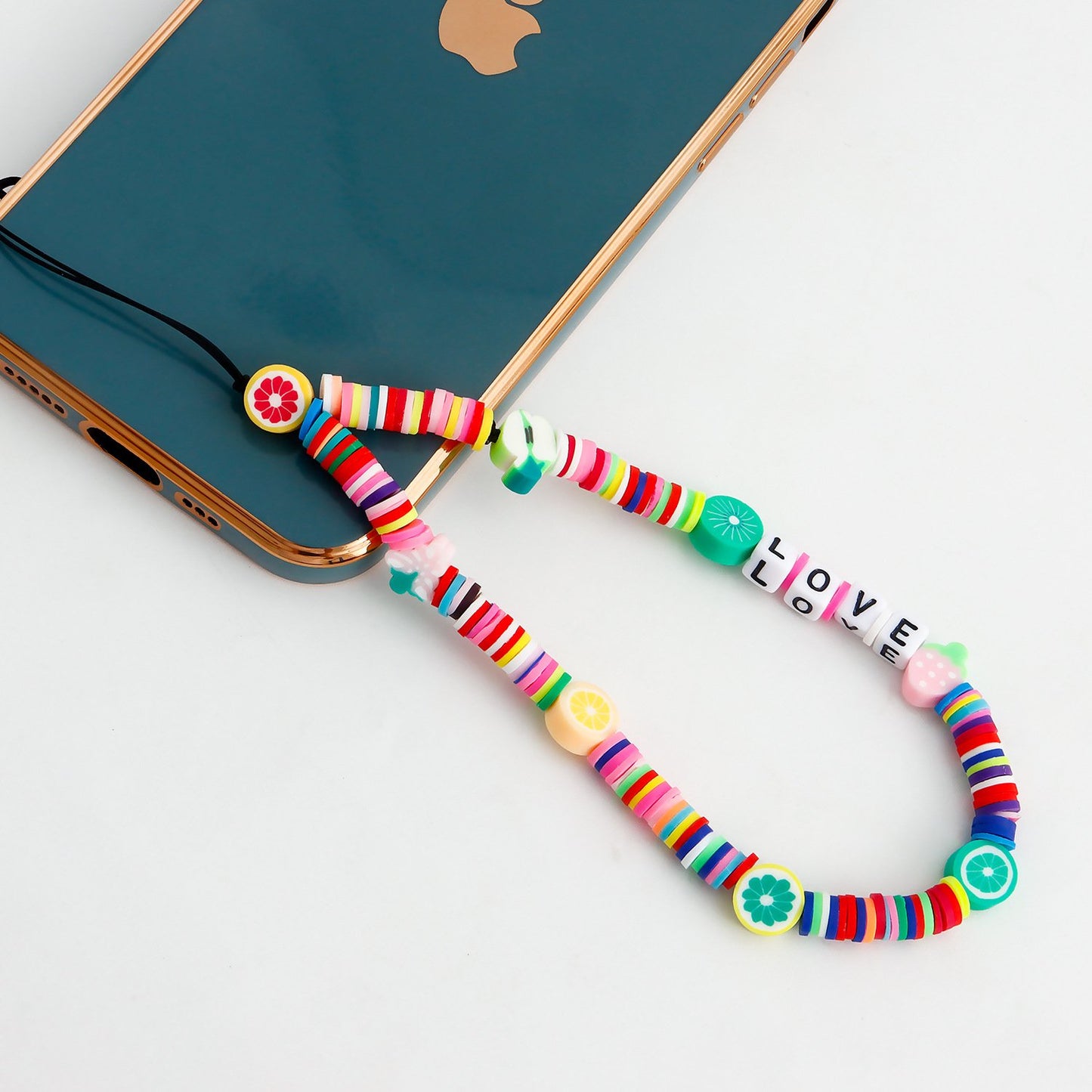 Jewelry fruit LOVE square letter small fresh mobile phone chain pendant mobile phone pendant jewelry female