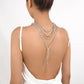 N1325 exaggerated niche fashion rhinestone necklace multi-layer light luxury tassel necklace dinner party back jewelry