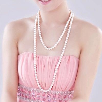 Fashion Simple Pearl Necklace Fashion Multilayer Sweater Chain Clavicle Chain Jewelry