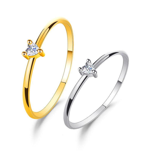 Minimalist heart-shaped ring beautiful couple engagement female ring ins inlaid zircon love index finger thin ring