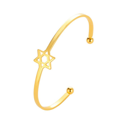 Hollow Pentagram Bracelet Tricolor Rose Gold Versatile Bracelet Lucky Hexagram Open Bracelet