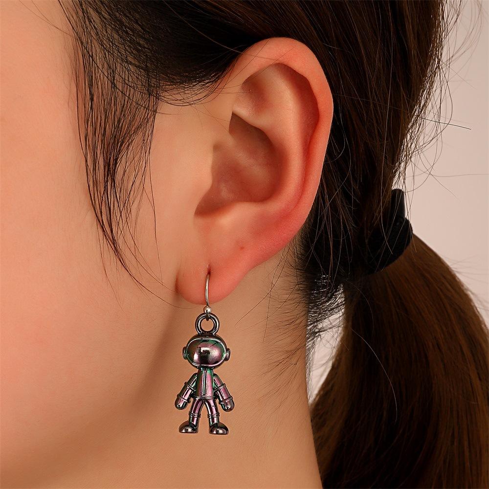 Ins Symphony Astronaut Earrings Fashion Punk Hip Hop Metal Stereo Geometry Astronaut Earrings Earrings