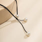 Jewelry Versatile Geometric Niche Wax Thread Necklace Simple Double Layer Imitation Pearl Adjustment Necklace Women