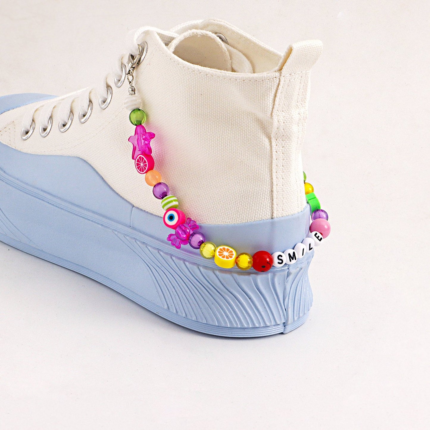 Simple woven letters national soft pottery fruit foot decoration creative color contrast multi-element shoe chain women