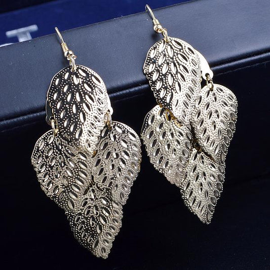 Multi-level Strawberry Dot Leaves Ladies Earrings Alloy Metal Sheet Earrings