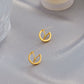 Retro fashion matte hollow C-shaped earrings female ins indifferent niche design geometric irregular earrings