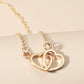 Fashion OL Simple Interlocking Pendant Necklace Alloy Double Love Clavicle Chain Cold Peach Heart Necklace