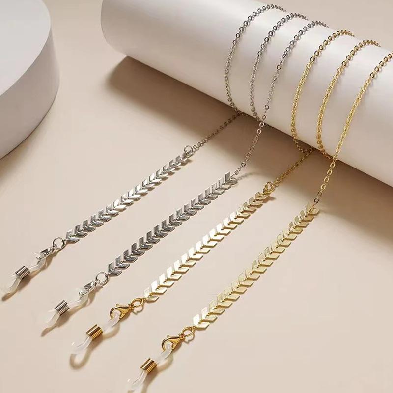 Color-preserving gold-plated mask chain wheat ear mirror rope hanging neck rope metal copper non-slip chain pearl glasses chain