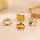 Light luxury niche trend fashion stainless steel opening star hollow four-piece suit ring female