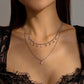 N98 Jewelry Fashion Temperament Diamond Double Layer Necklace Geometric Hong Kong Elegant Simple Necklace Women