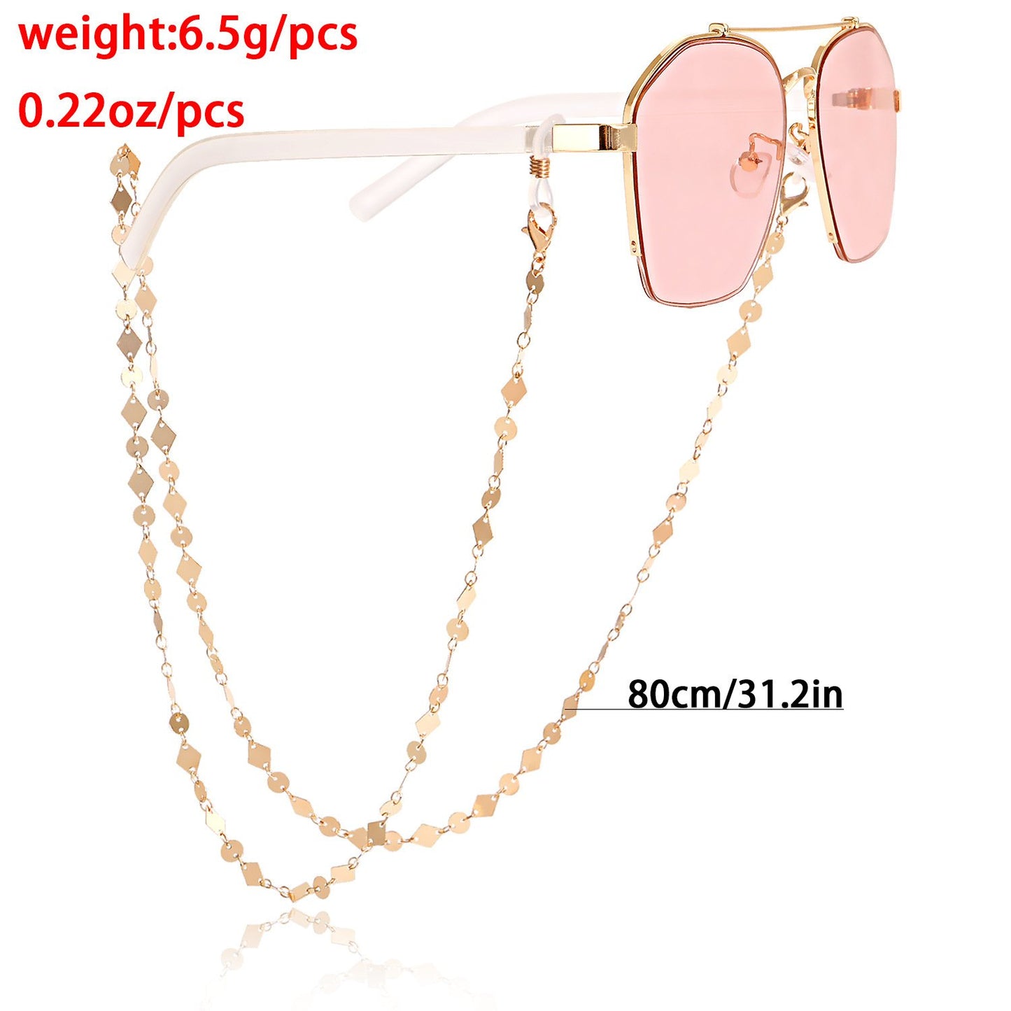 Mask hanging chain Glasses chain Pearl heart disc mask chain Peach heart metal glasses chain