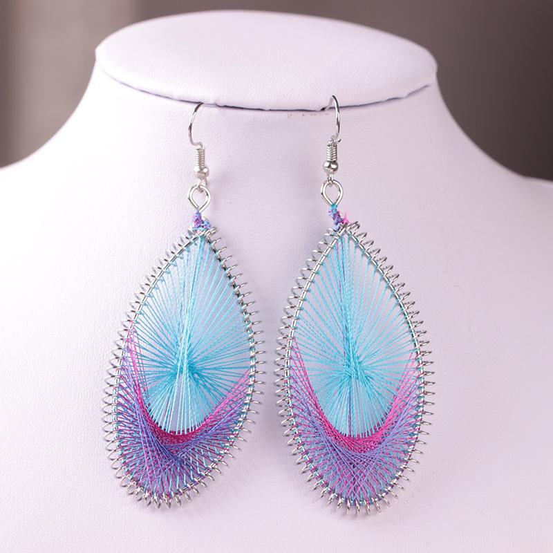 Earrings Handmade Silk Thread Oval Exaggerated Earrings Famous Bohemian Ear Jewelry