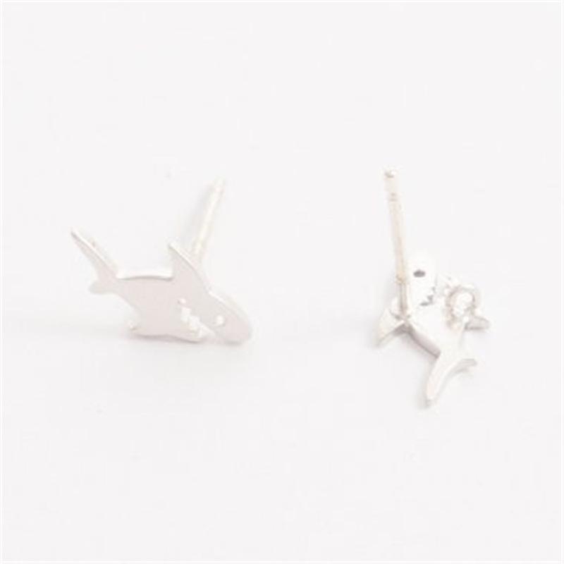 Pop Earrings Shark Stud Alloy Plating Color Preservation Clearance