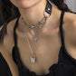 Jewelry Harajuku Gothic PU Belt Buckle Head Necklace Sweet Cool Punk Skull Lock Necklace