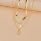 Simple Moon Water Drop Alloy Pendant Necklace Retro Fashion Snake Chain Multilayer Necklace Women's Accessories