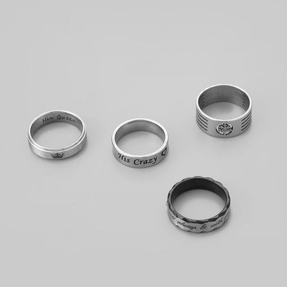 Fashion simple personality stainless steel titanium steel ring letter set ring versatile punk men's ring