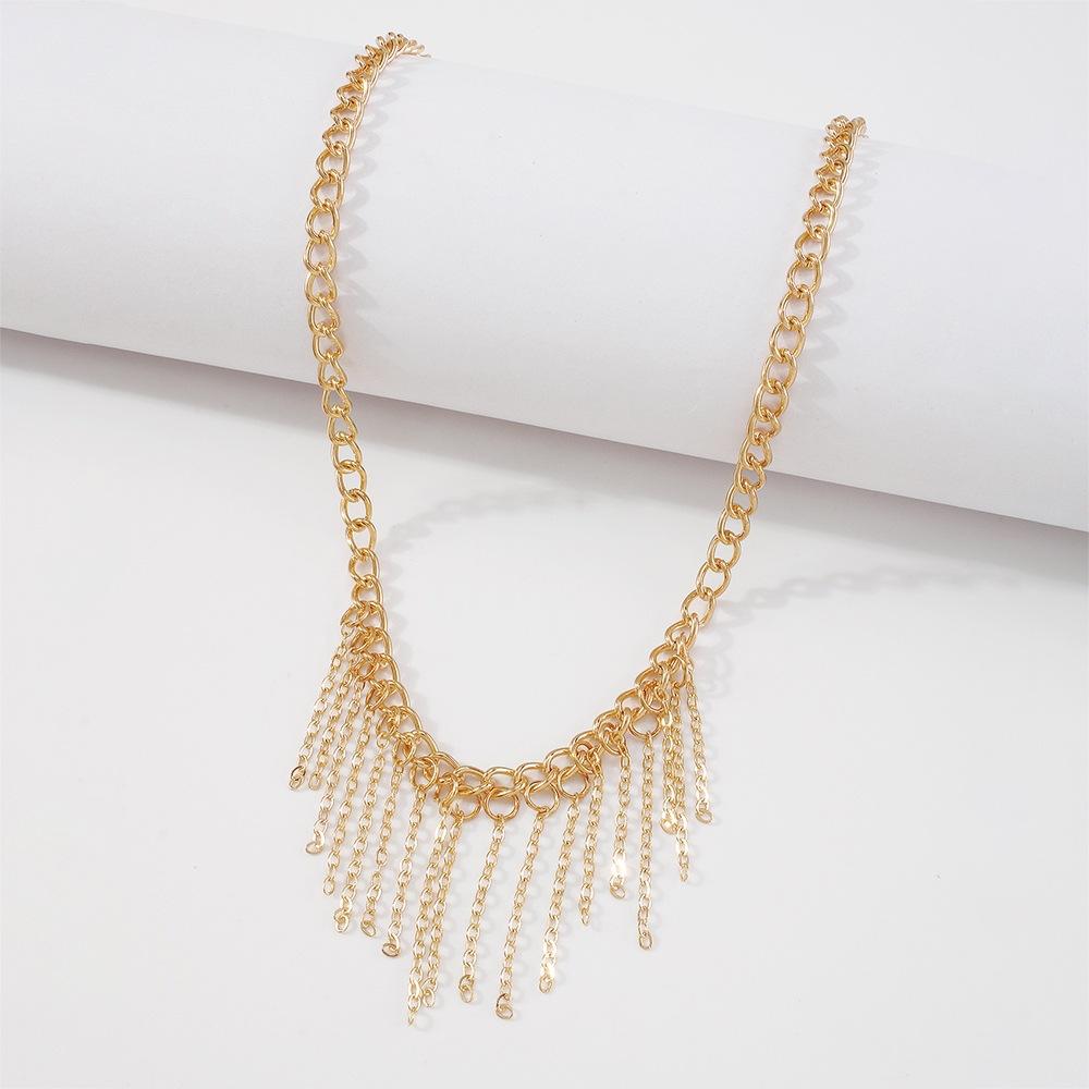 N9465 Jewelry Metal Texture Cool Necklace Hip Hop Creative Tassel Personality Necklace Female