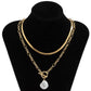 Fashion Hip Hop OT Buckle Flat Snake Bone Necklace Jewelry Baroque Shaped Imitation Pearl Necklace Female