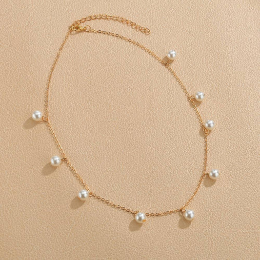 Retro Fashion Pearl Necklace Personality Short Choker Clavicle Chain Accessories