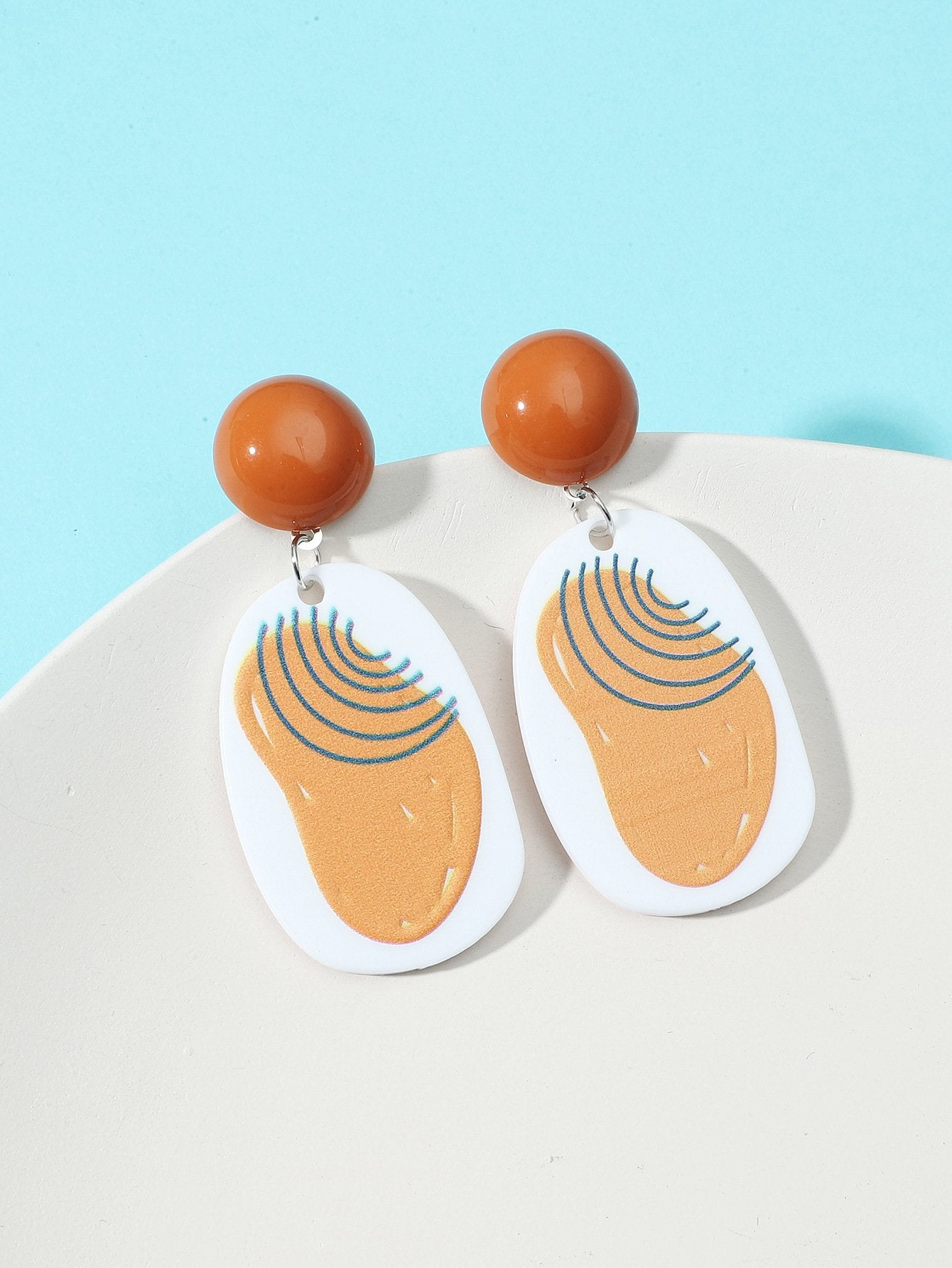 Spring and summer creative 3D printing candy color fresh earrings simple geometric pattern sweet earrings