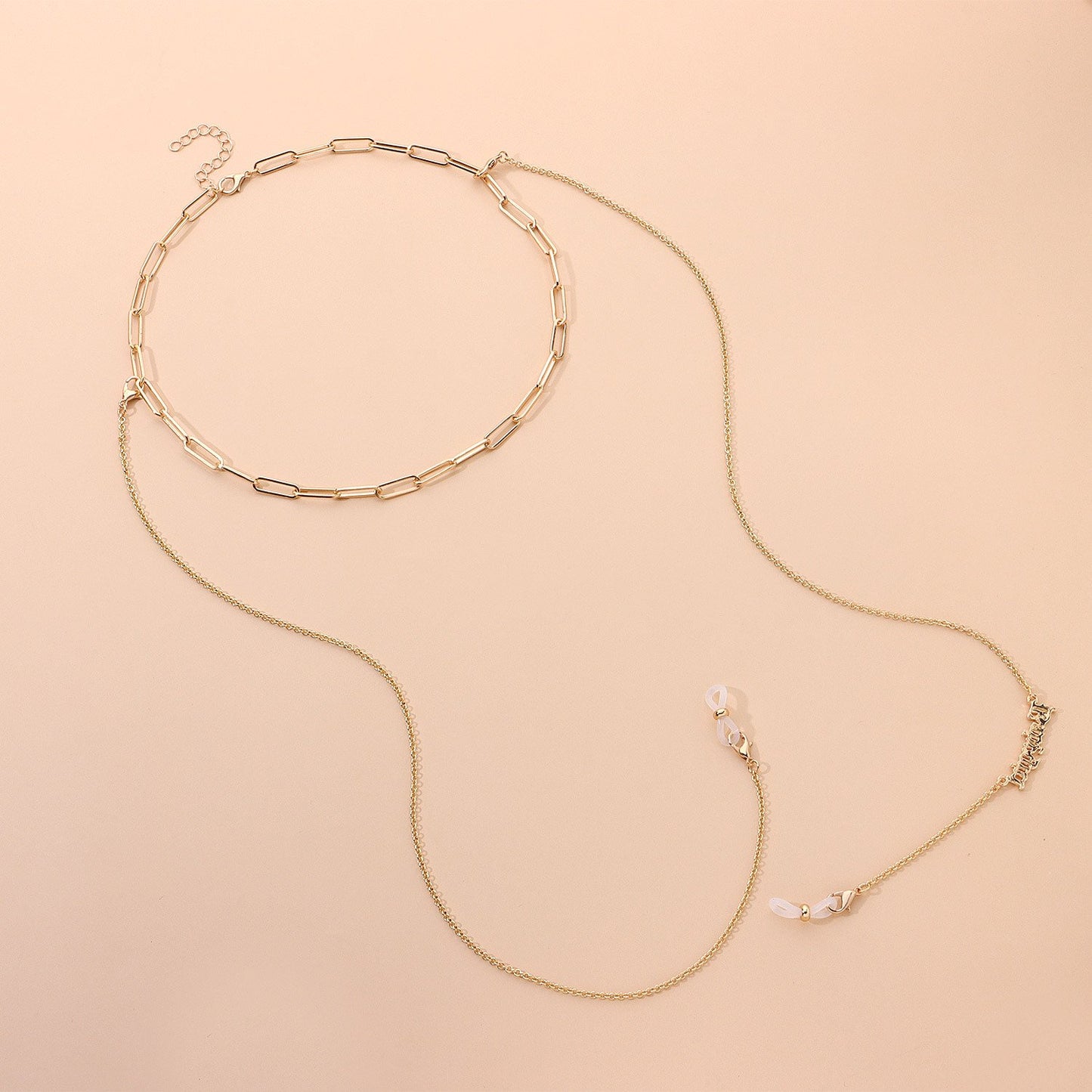 Jewelry English alphabet necklace glasses chain two-piece set versatile personality trend fashion accessories female