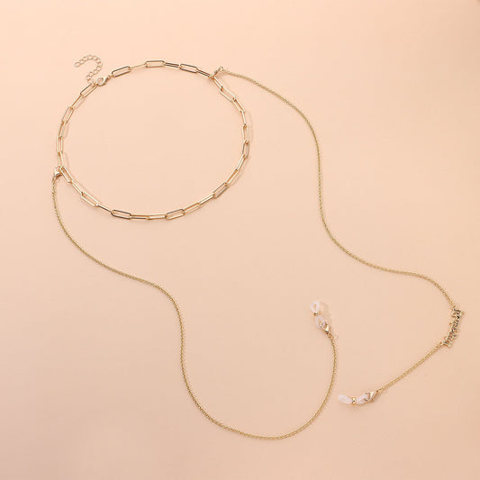 Jewelry English alphabet necklace glasses chain two-piece set versatile personality trend fashion accessories female