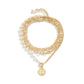 Jewelry Street Shot Hollow Embossed Necklace Women's Retro Punk U-shaped Buckle Imitation Pearl Portrait Necklace