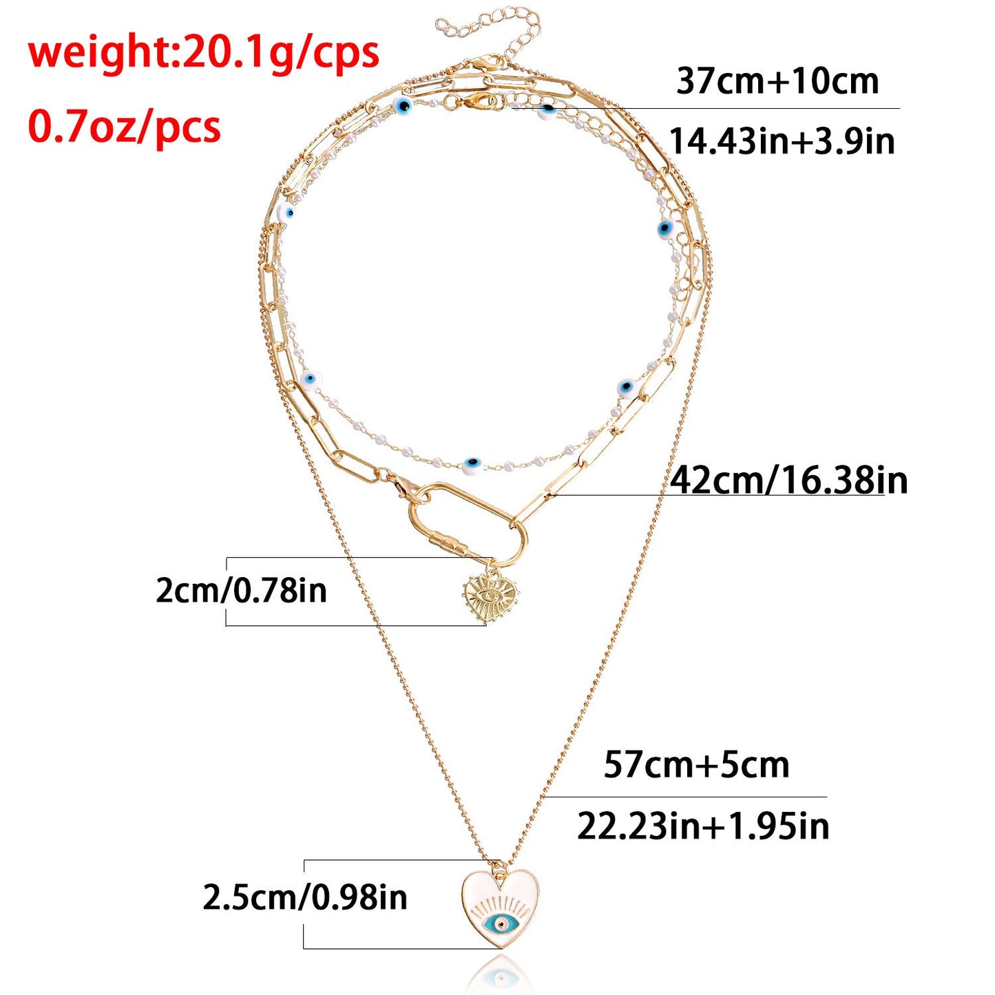 Jewelry Personality Fashion Devil's Eye Multilayer Necklace Female Trend Hip-Hop Eye Necklace Necklace