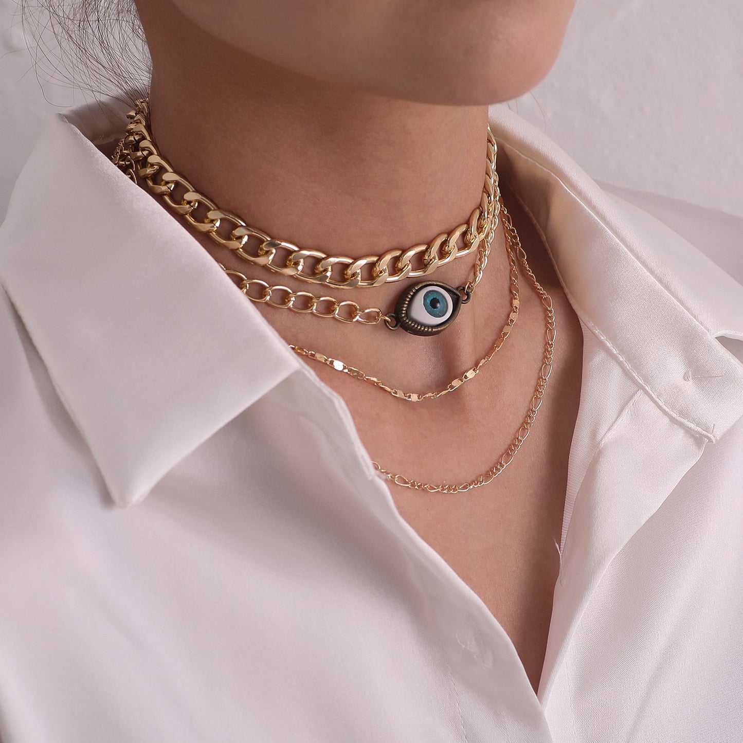 Jewelry exaggerated alloy devil's eye pendant necklace female handmade fashion weight eye necklace