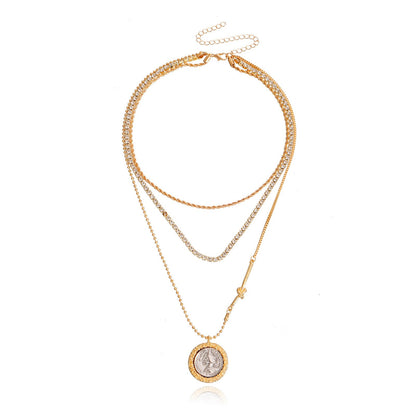 Jewelry trendy hip-hop diamond claw chain necklace female Queen Elizabeth head niche necklace