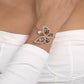 B144 Fashion Hollow Shining Diamond Bracelet Pearl Butterfly Opening Light Luxury Romantic Personality Bracelet Women