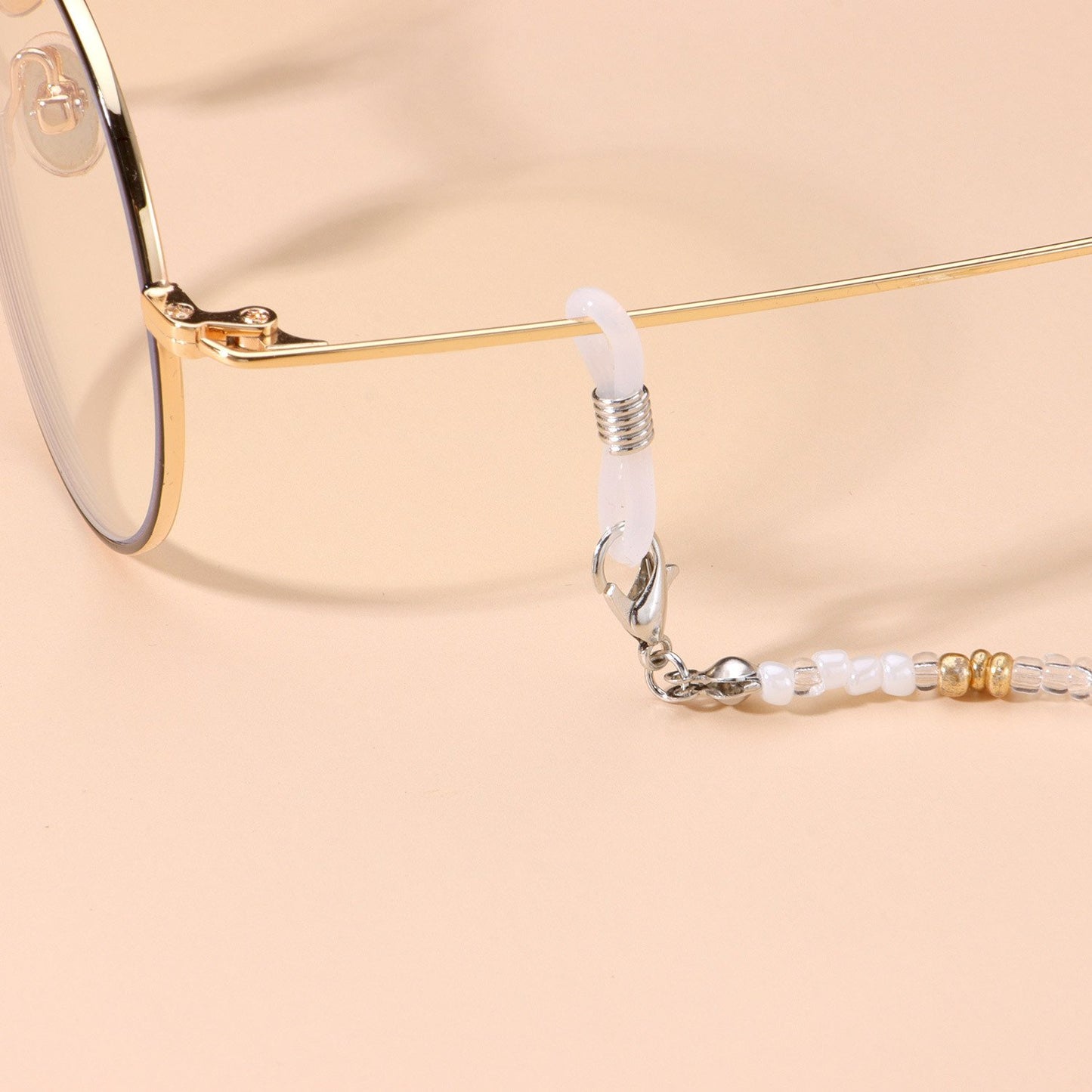 Jewelry Fashion Color Transparent Rice Beads Glasses Holder Women's Face Mask Dual Use Chain