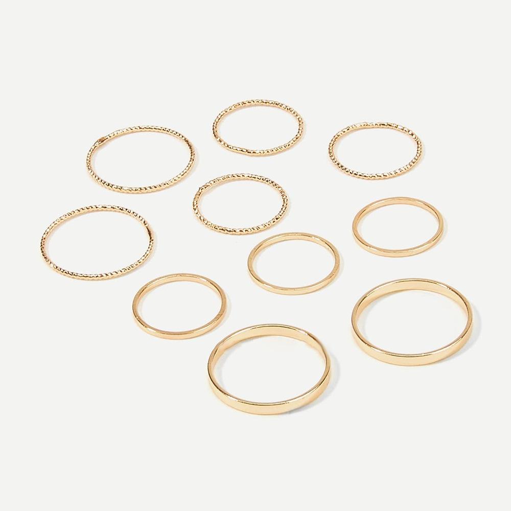 R128 Simple and indifferent plain ring ring set metal niche glossy geometric ring joint ring