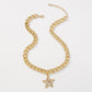 N8983 Personality Thick Chain Necklace Hip Hop Punk Pentagram Necklace Diamond Exaggerated Fashion Necklace