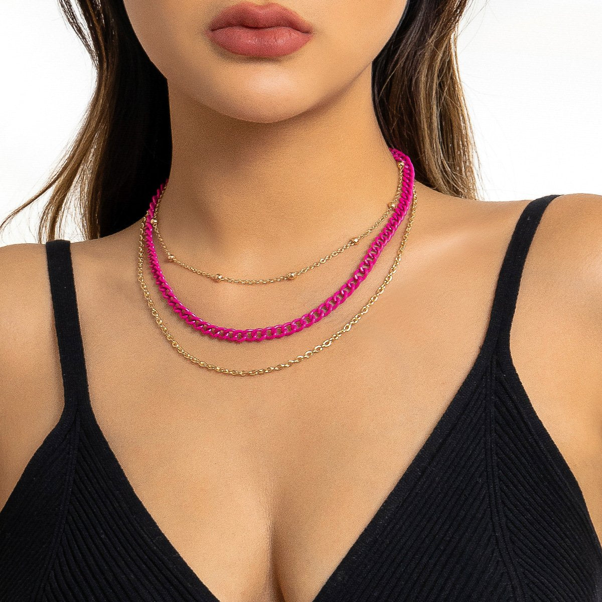 Jewelry Niche Indifferent Metal Chain Clavicle Necklace Fashion Versatile Geometric Multilayer Necklace