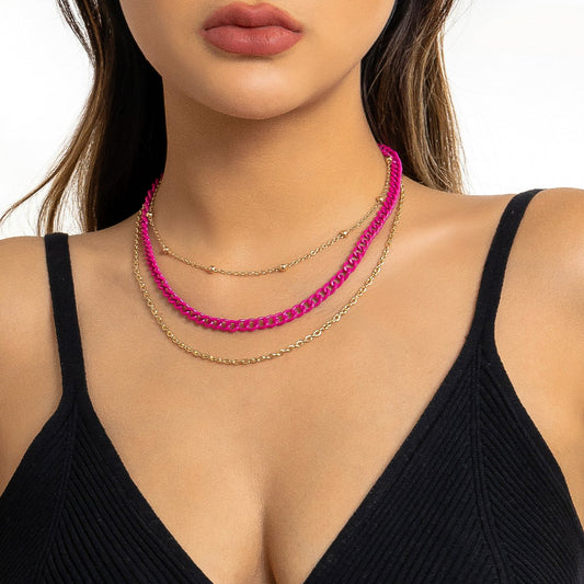 Jewelry Niche Indifferent Metal Chain Clavicle Necklace Fashion Versatile Geometric Multilayer Necklace