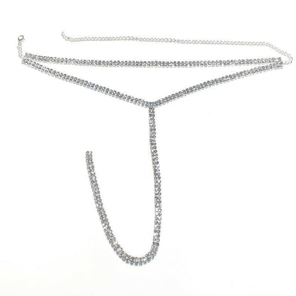 Simple fashion trendy double drainage diamond chain neck chain collarbone chain double T-shaped pendant necklace neck chain sweater chain