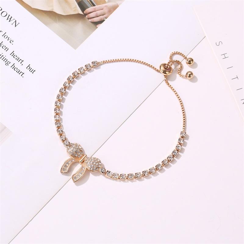 Sweet Butterfly Bracelet Full of Diamonds Fashion Crystal Adjustment Bead Bracelet Temperament Student Versatile Forest Hand Jewelry Bracelet